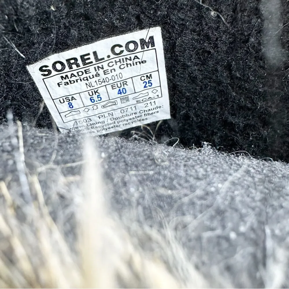 SOREL Black Suede‎ JOAN OF ARTIC Faux Fur Trimmed Snow Boot Sz 8